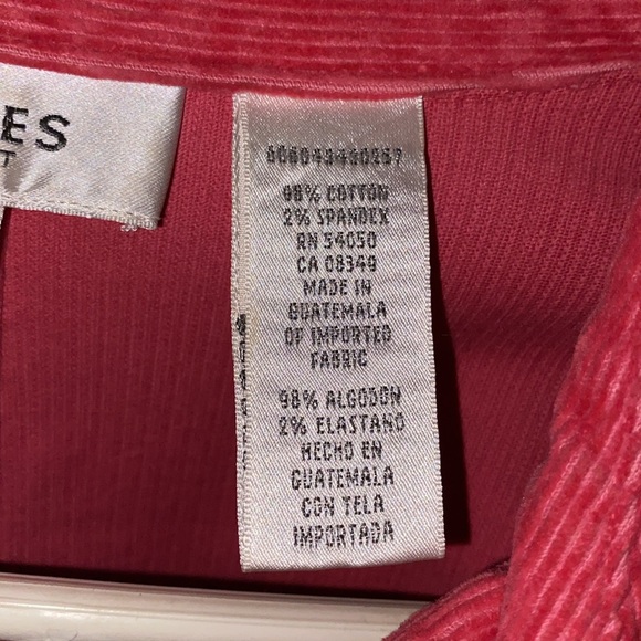 Jones sport stretch corduroy jacket rose color stretch Size Large - Picture 5 of 5